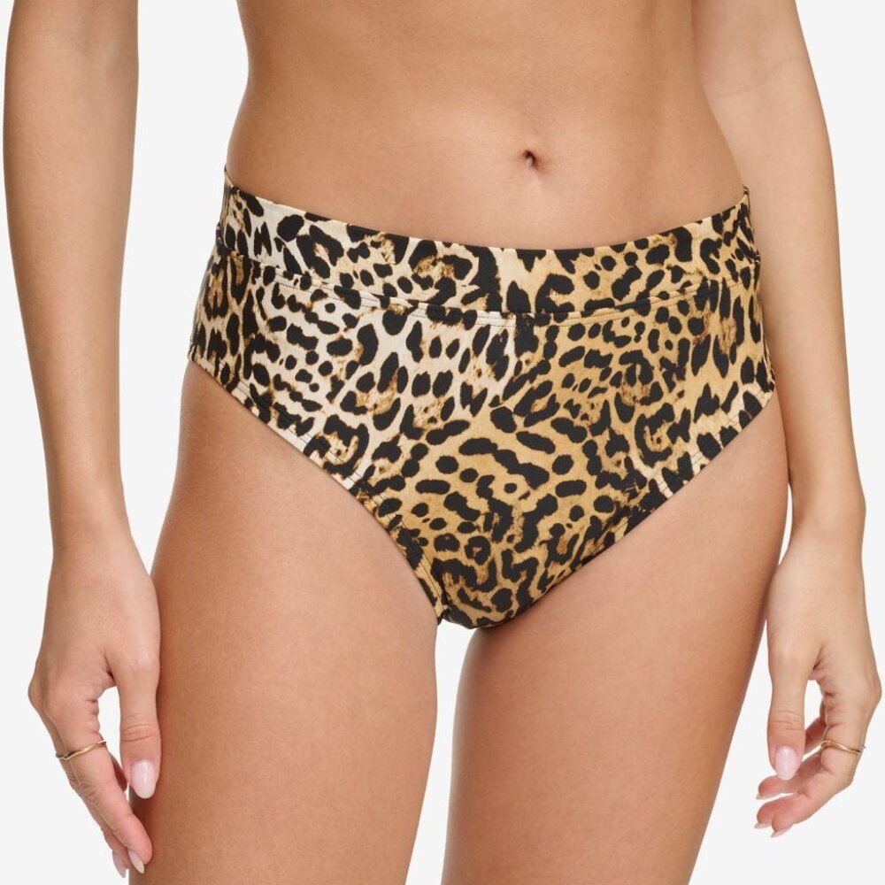 DKNY Womens High Waist Bikini Bott Jaguar Black Multi